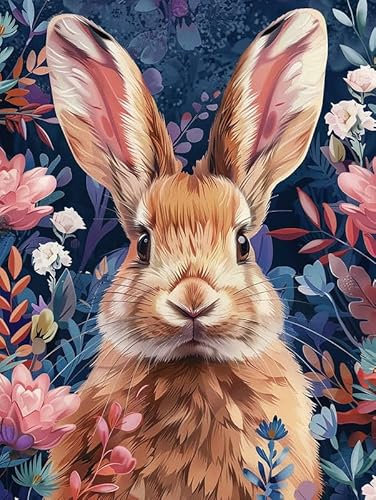 Bimkole DIY 5D Diamond Painting Zubehör Kaninchen, Tier Diamant Malerei Kit Voll Runde Bohrer Malen nach Zahlen Malerei Stickerei Kreuzstich Diamond Dekoration 30x40cm