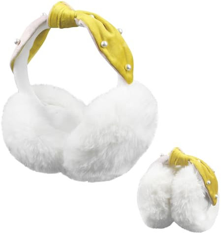 DTYGUIXE Ohrenwärmer, Winter Ohrenschützer, Weiß Winter-Plüsch-Ohrbeutel, Faltbare Plüsch Ohrenwärmer, Warme Ohrenschützer, Kälteschutz Ohrbeutel für Wandern, Laufen, Skaten, Camping, Radfahren