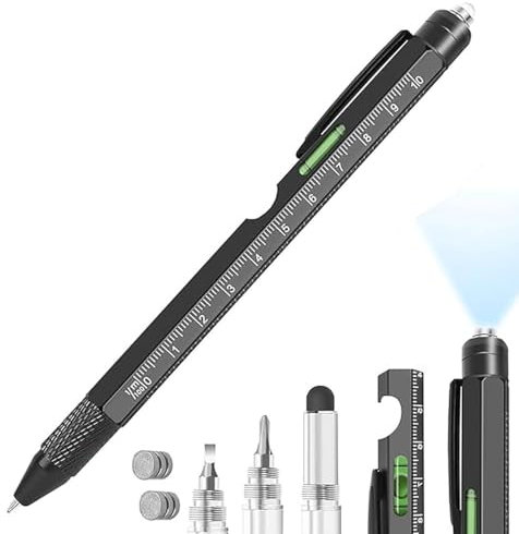 Multi Pen® 9 in 1 | Multifunctional Pen Durable Aluminium | Bottle Opener, Phone Holder, Spirit Level, Screwdriver, Lamp, Ruler | DIY Tools | Gadget Gift Idea | Multifunction | OriginalCorner®