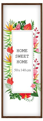 MG Design Braun Bilderrahmen 50 x 140 cm – Aus echtem Holz mit Acrylglas, zum Aufhängen & Aufstellen, für Fotos, Poster & Puzzle