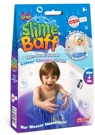 Simba Baff Color Change Slime – Glibbi Badeschleim mit Farbwechsel, Pulver verwandelt Wasser in blauen Schleim und beim Auflösen zu violettem Wasser, Badewannenspielzeug, 150 g, ab 3 Jahren