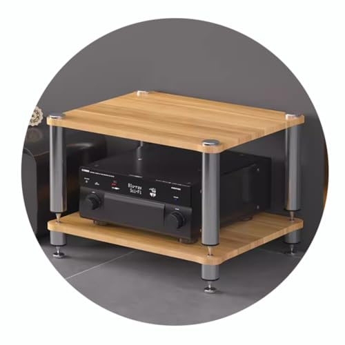 Easnuroz 2/3/4-stöckiges HiFi-Rack AV-Regal Medienregal Mit Verstellbaren Fächern HIFI-Ständer Plattenspieler-Ständer Medienaufbewahrungsregale Audio-Video-Komponenten (Wood color, 60*48*40cm(2Tier))