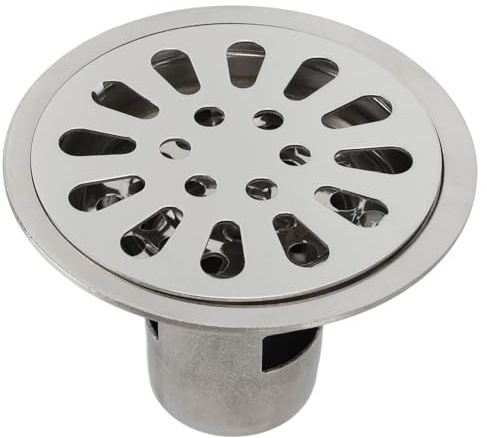 Fdit Edelstahl-Bodenablauf, Geruchsabweisend, Tiefes Wasser Abdichtendes Rundes Duschablauf-Set, 8,9 cm (3,5 Zoll) Bodenablauf für Badezimmer, Küche
