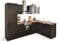 Jazz 8 Moderne Eckküche mit Elektrogeräten in Schwarz matt, Lanzelot Eiche Optik - Geräumige Küchenzeile in L-Form mit viel Stauraum - 280 x 211 x 60 cm (B/H/T)