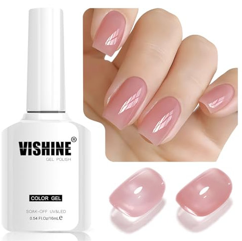 Vishine BabyPink Pastello Rosa Gelatina Cristallo Trasparente Smalto Neutro Leggero Lunga Tenuta UV French Manicure Nail Art Colore E033 16 ml