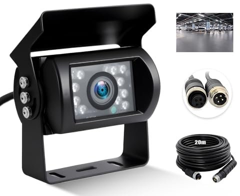 SIXTOP AHD 720P Reversing Camera + 20M 4-Pin Aviation Cable 18-LED IR Night Vision IP69 Waterproof Rear View Camera Parking Assistant for Cars Truck Van SUV RV Caravan Motorhome Bus Camper