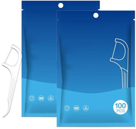 200 Pcs Gum Easy-Flossers, Dental Floss, Aplicadores de Hilo Dental, Palillos de Dientes con Hilo Dental, Perfecto para el Hogar y las Emergencias, Mantiene tu Boca Fresca y Limpia