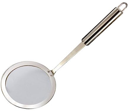 Mipcase 1pc Stainless Steel Mesh Strainer Skimmer Spoon Long Handle Skimmer Basket for Kitchen Colander