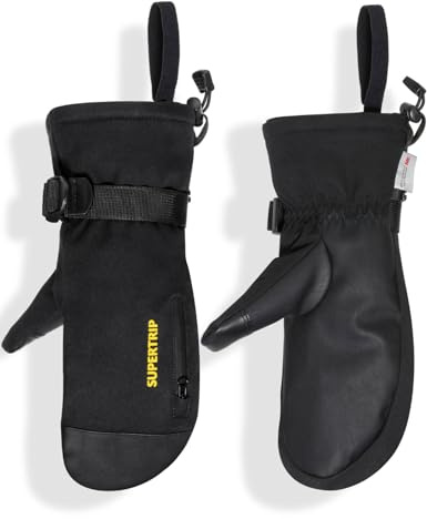 Supertrip Fausthandschuhe mit 3M Thinsulate für Damen Herren | Wasserdichte Touchscreen-Winterhandschuhe mit 3M-Thinsulate. Anti-Rutsch für Snowboard & Ski. Warm, griffig, wetterfest