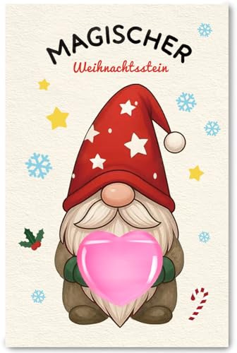 TianYueXi Cadeau de lutin et accessoires de lutin de Noël - 3 cm - Pierre porte-bonheur magique - Lutin pour enfants avec carte - Porte-bonheur pour garçons et filles (rose)