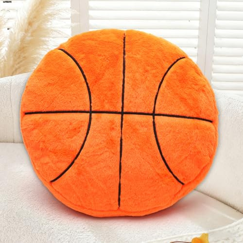 MIUUIPI Kuscheltier Basketball Sitzkissen Deko, 34x34cm Plüsch Basketball Kissen, Flauschige Kissen, Kreative Zimmer Dekoration, Basketball Geschenke