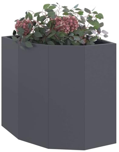 vidaXL Eckpflanzer Anthrazit 45 x 45 x 50 cm Stahl, Kompakte Pflanzenbox aus stabilem Stahl, ideal für Ecken, perfekt für Moderne Blumen-Dekoration