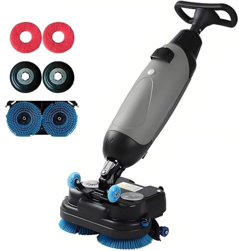 MLYYYDSS Autolaveuse de sols Professionnelle, Puissance de Brosse 2 x 250 W et Double réservoir 4.5 L + 7.5 L, autolaveuse et polisseuse électrique 36 V pour sols en carrelage et béton Grey