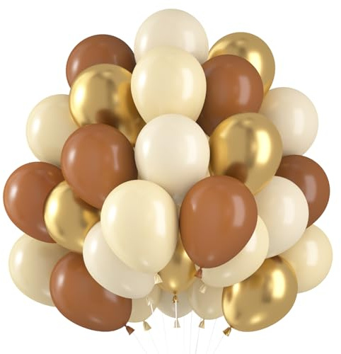 Luftballons Braun Beige, 60 Stück Ballons Beige Braune, Luftballons Braun Gold Weiß, Luftballon Hochzeit Aprikose Braune Sand Weiß Helium Brauner Ballon für Geburtstag Babyparty Hochzeitsdeko