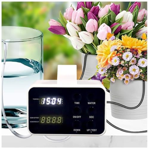 Programmatore di Irrigazione, Dotato di Timer Irrigazione e Funzione Antisifone, Questo Impianto Irrigazione Terrazzo per Vasi è Ideale per Balconi e Giardini, 15 Vasi