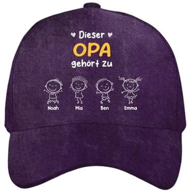 Geschenke Mall Personalisiert Cap - Dieser Opa Gehört Zu Strichmännchen - Cap Papa, personalisierte Kappe, Kappe Opa