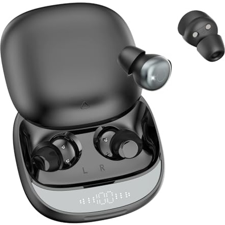 Bluetooth Kopfhörer Kabellos, Schlaf kopfhörer Seitenschläfer 2026, Schlafkopfhörer Bluetooth 5.4 mit White Noise, 6 EQ Sleep Earbuds, Mini Ohrhörer zum Schlafen 40Std, In Ear Kopfhörer LED (Schwarz)