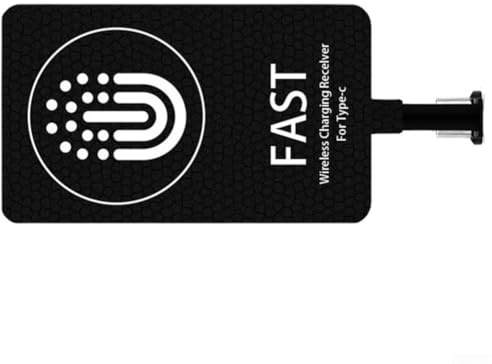 Wireless Charging Receiver For Type-c Smartphones With Magnetic Cable 10w Fast Charge Adapter Compatible With For Samsung For Galaxy A51 A40 A20e J2 J3 For Google Pixel Ultra Thin Black(10W TYPE-C)