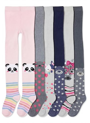 TupTam Strumpfhose Mädchen Bunt Gemustert 6er Pack – Warme Strickstrumpfhosen für Herbst und Winter