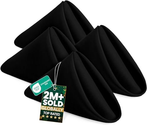 Utopia Home [24 Pack, Black] Cloth Napkins 17x17 Inches, 100% Polyester Dinner Napkins with Hemmed Edges, Washable Napkins Ideal for Parties, Weddings and Dinners
