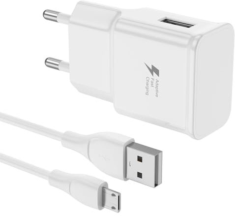BERLS Caricabatterie Micro USB Ricarica Rapida per Samsung Galaxy A10 S7 S6 Edge J6 J5 J3, Huawei Y6, Xiaomi Redmi Telefono, Android Telefono Settore con Cavo da 1,5 m