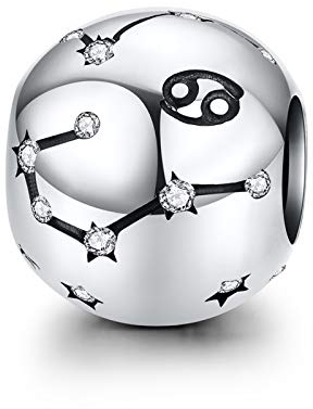 LaMenars Damen 12 Konstellationen Sternzeichen Stern Bead Charms 925 Sterling Silber Anhänger für Pandora, Chamilia & European Charm Armbänder & Halsketten (der Krebs: 6.22.-7.22)