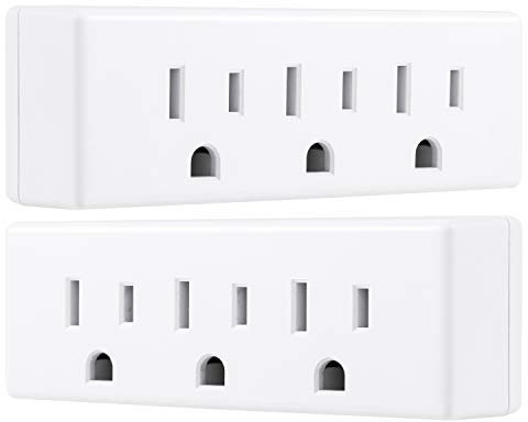Philips 3-Outlet Extender, 2 Pack, Grounded Wall Tap, 3-Prong Adapter, Multiple Plug, Power Splitter, Cruise Essentials, Use for Home Office School Dorm, UL Listed, White, SPS1630W/37
