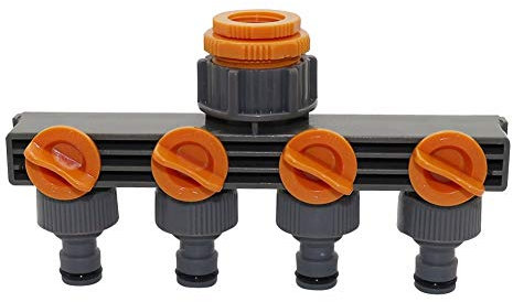 Divisores de manguera de 4 vías de rosca hembra de 1 a 3/4 a 1/2 pulgadas para riego automático de tuberías de agua, temporizador de riego de jardín