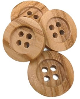BOTIBOTON - 50 Naturholzknöpfe mit 4 Löchern (12,15,18,20,25 mm) - Olivenholz - Helles Holz - Nähzubehör - Hergestellt und versandt aus SPANIEN (15 mm)