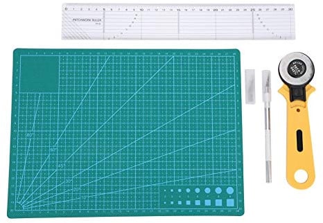 Rollschneider Stoffschneider Set, 5-teilig, Rotationsschneider für Stoff, Papier, Leder, Handarbeit, Sicherheit, Verschleißfest