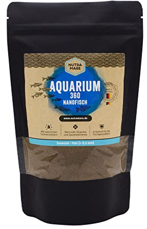 Nutramare Aquarium360 Nanofisch 750ml | Hochwertiges Fischfutter für Minifische, Granulat mit Spirulina
