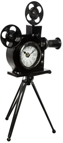 Atmosphera ATM-173813 Uhr, Metall, Vintage-Stil, Kamera-Projektor auf Stativ, Höhe 53 cm, ABDOMINAUX, cm