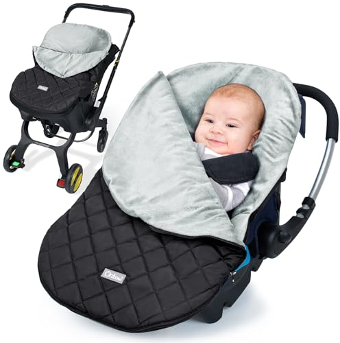 Orzbow Universelle Couverture Sièges Auto Bébé, Cosy Bébé Chancelière pour Poussette, Chaud Peluche Courte Sac De Couchage Enfant, Imperméable Coupe-vent (noir)