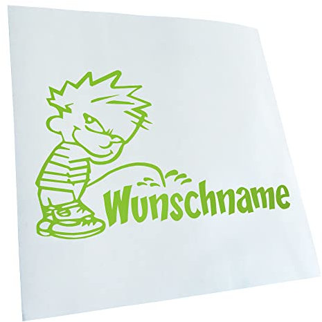 Kiwistar - Autoaufkleber - Aufkleber piss on Wunschname 40x25 cm - Lindgrün - Pissmännchen, Laptop, Fahrrad, LKW, Motorrad mehrfarbig JDM Decal Racing