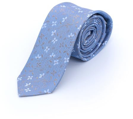 akzente Herren Krawatte Seidenkrawatte 100% Seide 6cm Blumenmuster hellblau-bronze