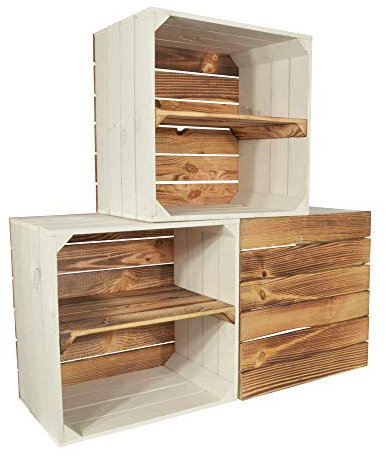 CHICCIE 3 Set Weinregal Wino aus Holz - Greta Geflammt 1x Regal Holzkiste