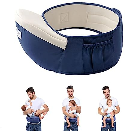 Ergonomico Marsupio Hipseat per Neonati e Bambini - Porta Bambino con Supporto di Sicurezza da 3-12 Mesi (Blu Scuro)