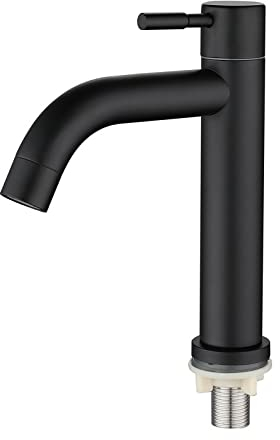 CENPEK Robinet de lavabo de salle de bain, robinet de lavabo simple en acier inoxydable, design rétro élégant, noir mat noir mat pour salle de bain, toilette (S)