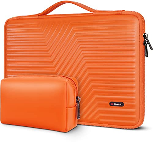 DOMISO 15.6 inch Shockproof Waterproof Laptop Sleeve with Handle Soft EVA Protective Case for 15.6 Yoga 720 IdeaPad 310 320 ThinkPad T570/Dell Inspiron 15/HP Envy 15/15.6 Notebooks, Orange