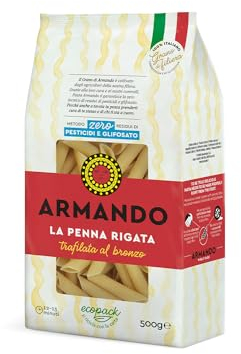 Armando, La Penna Rigata, Pasta di Semola di Grano Duro Trafilata al Bronzo di Filiera 100% Italiano - 12 confezioni da 500 gr