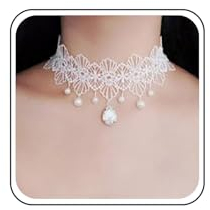 TseenYi Spitze Weiß Choker Halskette Vintage Spitze Breite Choker Halskette Perle Quaste Spitze Halskette Schmuck Für Frauen Und Mädchen Cocktail Party