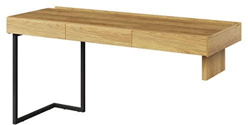 Mirjan24 Schreibtisch Teen Flex 150 3S TF04, Arbeitstisch mit 3 Schubladen, Computertisch, Bürotisch, Kinderschreibtisch, Schülerschreibtisch (Hikora Natur, ohne Füße)
