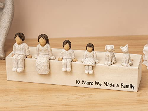 KEMEILA Personalized Choose Your Family Combination Figurines, 10 Years We Made a Family Resin Sculpture, Sculpted Hand-Painted Figure, Anniversary Mother's Day Birthday Gifts for Mom Women