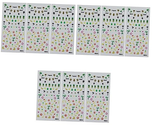 FRCOLOR 9 Blätter Nagelaufkleber Für Frauen Nagelkunstaufkleber Für Frauen Nägel Aufkleber Nagelübertragungen Fingernagel Aufkleber Nagelsticker Für Kinder Ananas Wasserdicht 3d