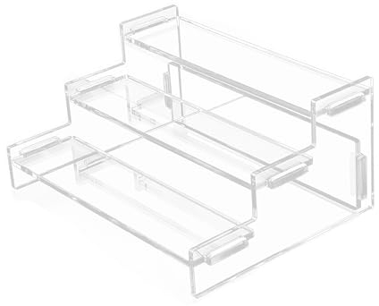 GVSAVY 3 Tier Transparent Acrylic Storage Rack, Ladder Style Jewelry & Cosmetic Display Rack