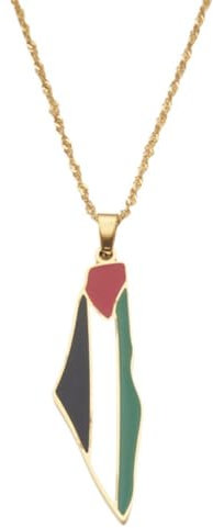 AirbRn Collier Palestine en Acier Inoxydable - Pendentif avec Drapeau, I Stand With Palestine Support