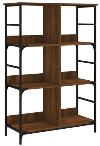 vidaXL Bücherregal, Bücherschrank mit 6 Fächern, Regal mit verstellbaren Beinen, Standregal Aktenregal für Wohnzimmer Büro, Braun Eichen-Optik Holzwerkstoff
