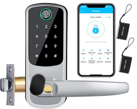 Xenocam Smart Door Lock with Handle,Keyless Entry,8-in-1 Fingerprint Door Lock with Keypad - for APP Control - Digital Electronic with Code & Home Hotel Office