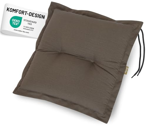 Herlag Hockerauflage AVA 50x50x9cm | Extra Dicke Sitzauflage 9 cm für Fußhocker | Gartenstuhlauflage mit Deluxe-Komfort | Öko Tex 100 | 1 Polster | Taupe
