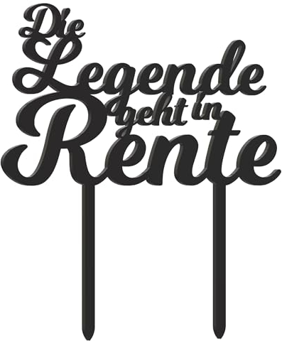 Personalisierter Ruhestand Cake Topper – Farbwahl, Rentner Geschenk, Senioren Partydeko, Rente (Kein Motiv, Schwarz)